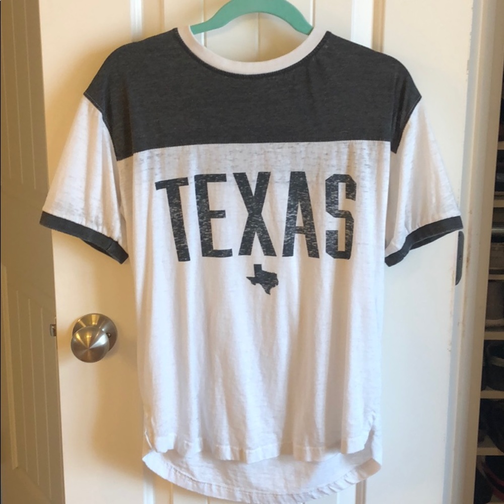 Boutique style, rugby shirt sleeve Texas t-shirt